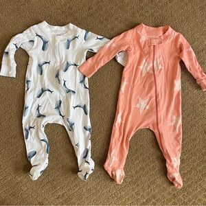 Lot of 2 Sammy & Nat Pima cotton footie pjs; size 9mo, GUC